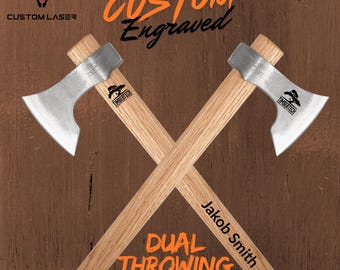 Custom Laser Engraved Throwing Axe Set – Personalized Groomsmen Gift, Engraved Hatchet, Outdoor Camping Gear