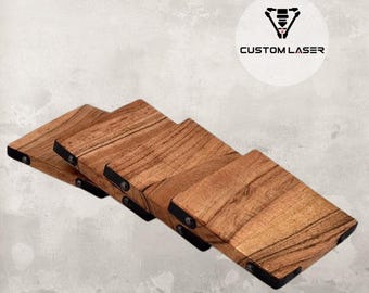 Custom Engraved Acacia Wood Coasters - Set of 4