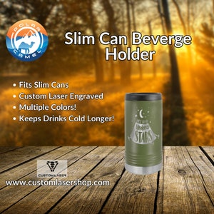 Personalized Slim Can Cooler: Engraved Stainless Steel Beverage Holder
