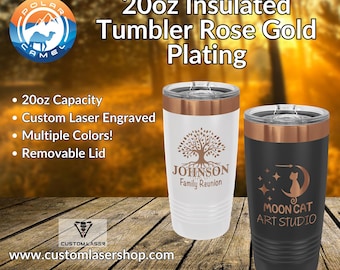 20oz Rose Gold Engraved Tumblers Travel Mugs