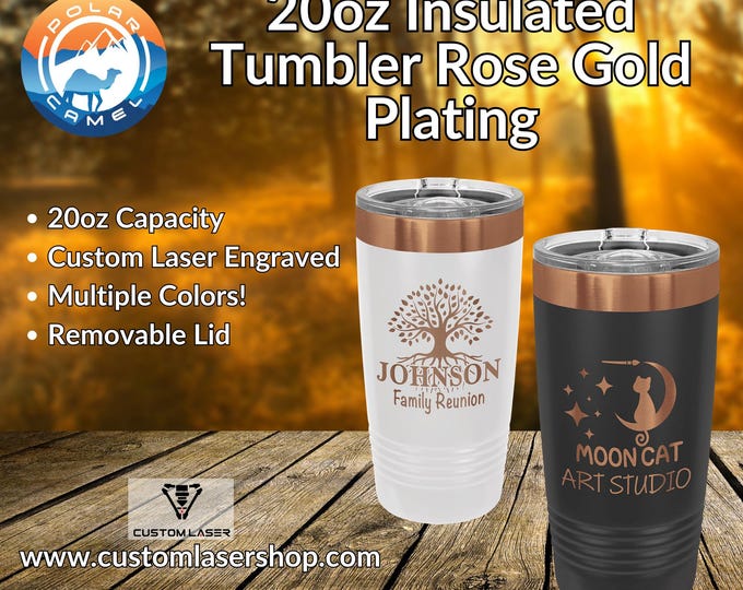 20oz Rose Gold Engraved Tumblers Travel Mugs