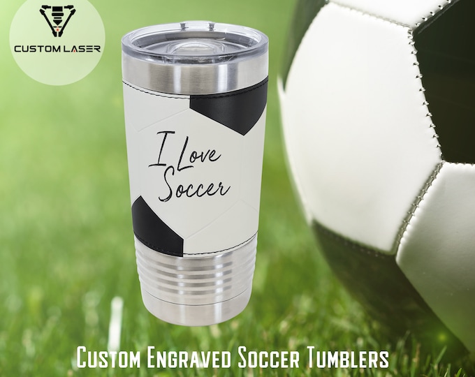 Custom Soccer Team Tumbler: Personalized Coach Gift, 20 oz Leatherette
