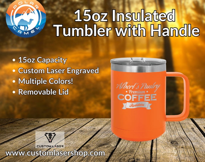 Personalized Orange Polar Camel Mug: Laser Engraved 15 oz Stainless Steel