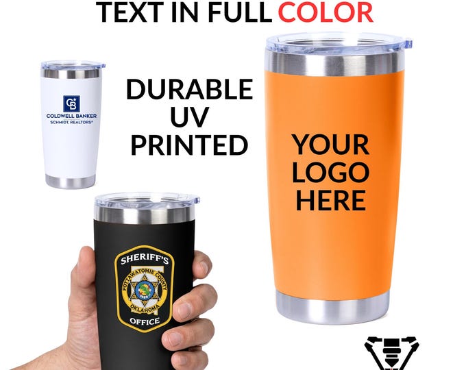 Custom 20oz UV Printed Tumbler – Full Color Personalized Stainless Steel Coffee Cup Printed with your Logo or Text