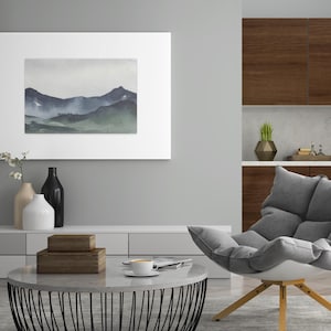 Mountain Watercolor Canvas Print: Minimalist Nature Wall Art