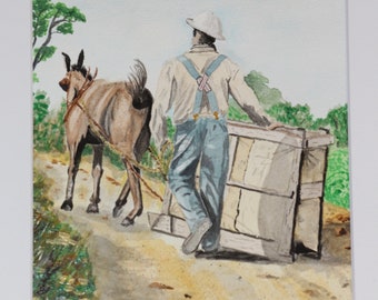 Tobacco Farmer Driving the mule slide