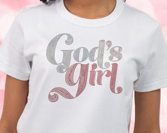 God's Girl Iron Transfer, DIY Heat Press, Apparel Sticker - Bold Typography