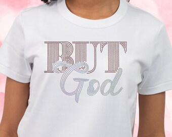 But God Iron Transfer, DIY Heat Press, Apparel Sticker - Bold Typography