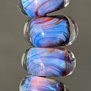 25 purple swirl silverglass lampwork spacer beads