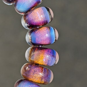 28 purple silverglass lampwork spacer beads