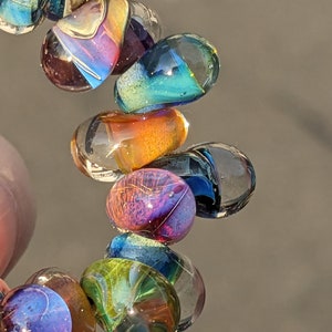 30 multicolor silverglass lampwork drop beads