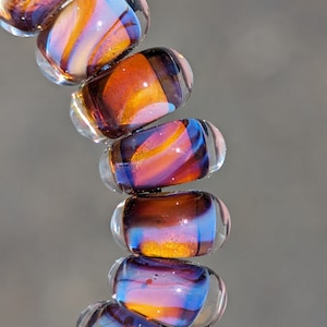 30 multicolor swirl lampwork glass spacer beads