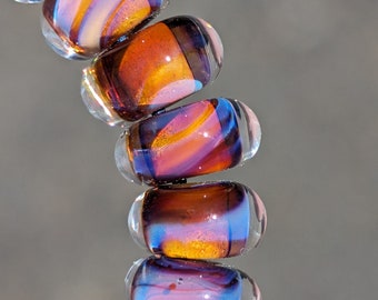 30 cuentas espaciadoras de vidrio de murano de remolino multicolor