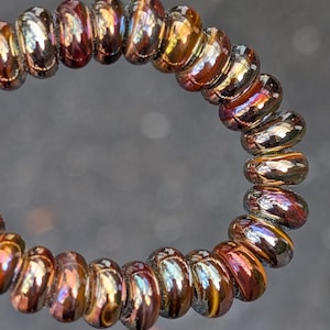 25 kupferfarbene Raku Regenbogen Glasperlen