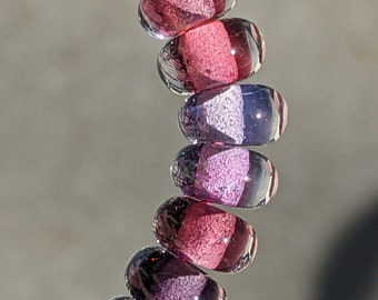 30 mixed pink and purple lampwork spacer beads