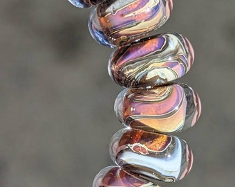 27 ivoor- en zilverglas swirl lampwork spacerkralen