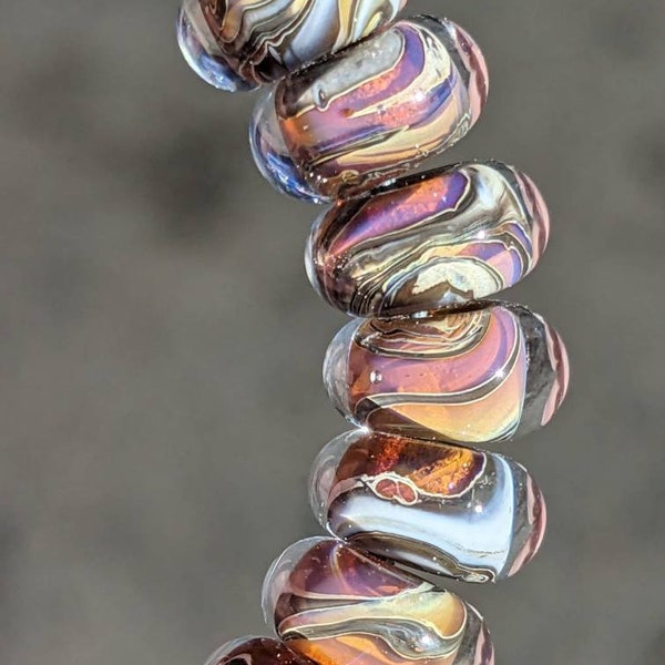 27 ivory & silverglass swirl lampwork spacer beads