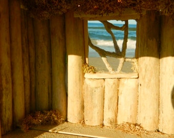 Casa de fadas de madeira flutuante, 1519 Praia - estilo cottagecore costeiro
