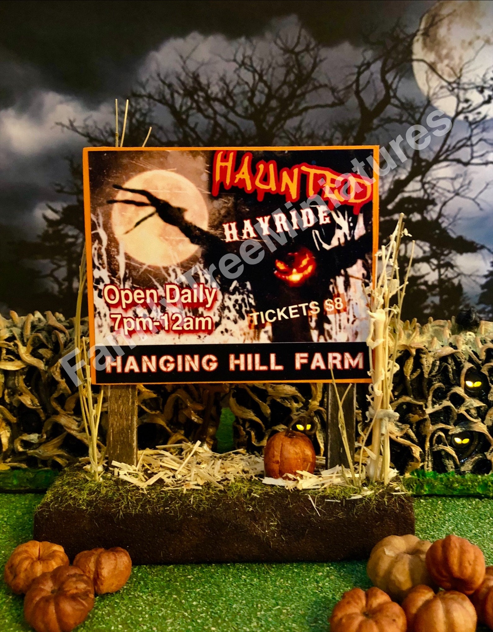 Miniature Halloween Haunted Hayride Billboard/ Sign Etsy