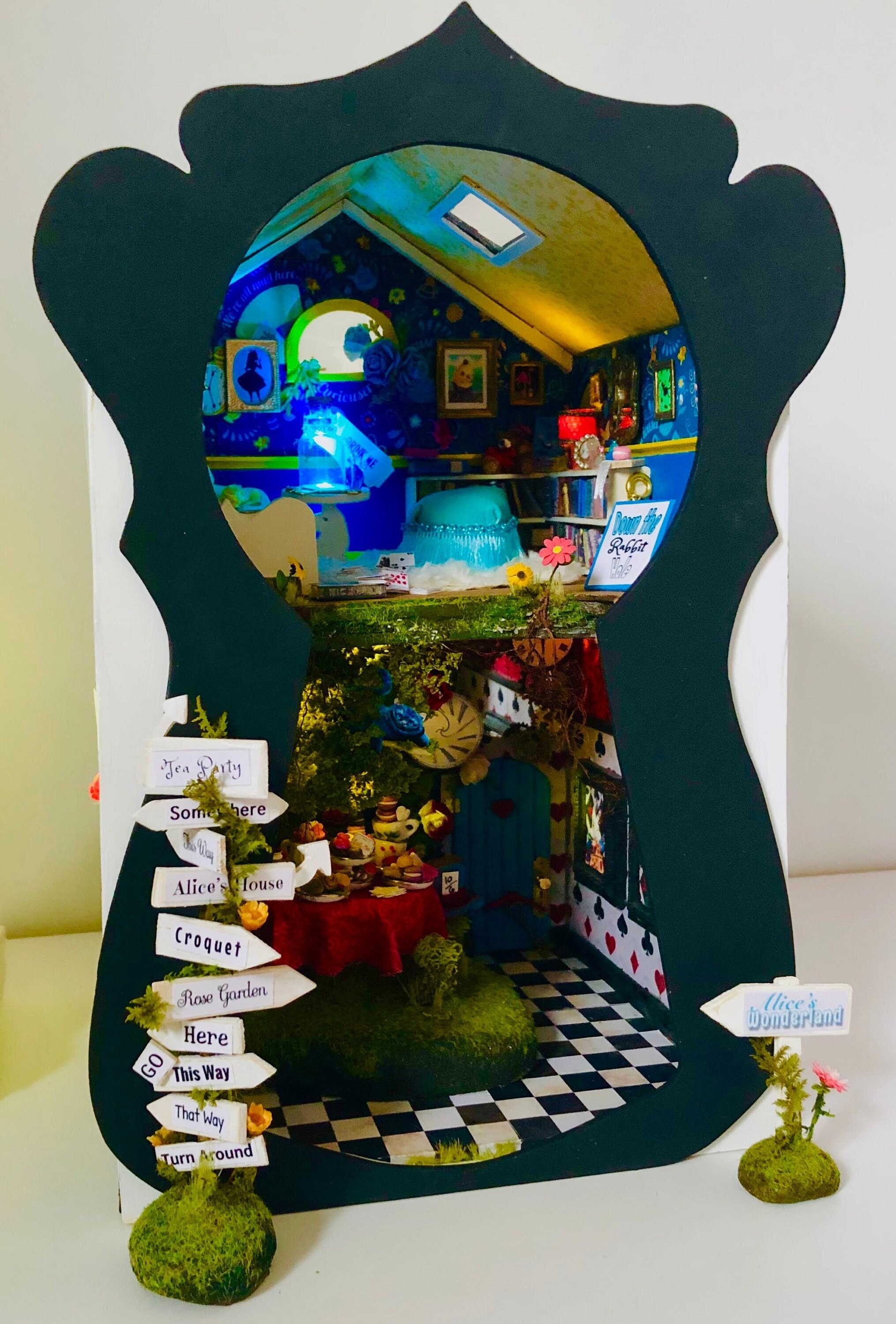 Alice's Wonderland Book Nook With Accessories -handmade Alice Doll