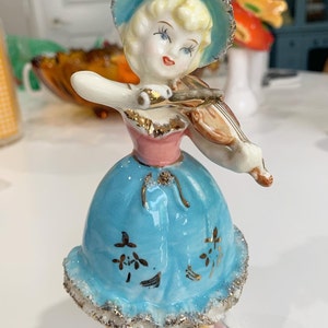 Vintage Japan Figurine Blue Dress playing Viola