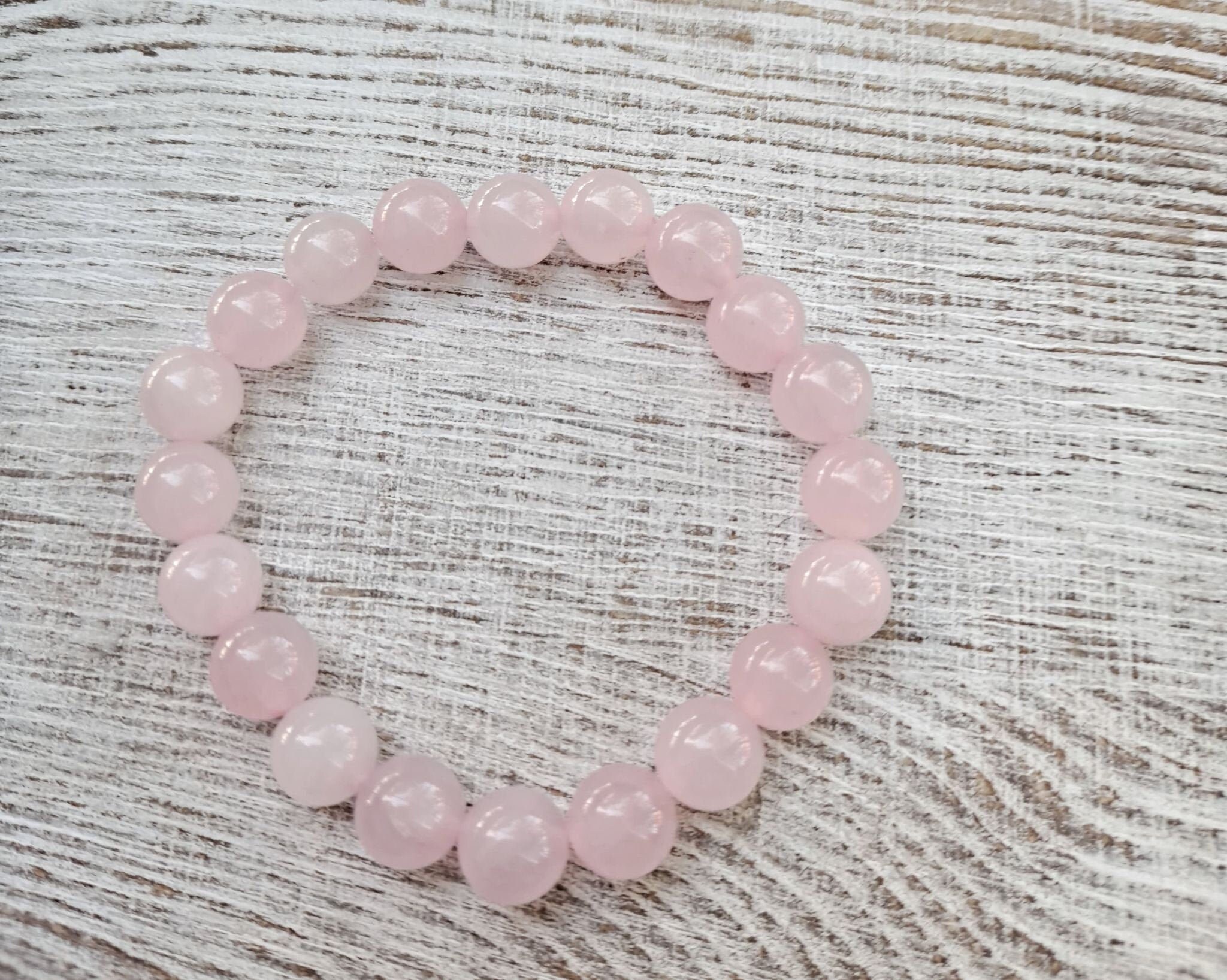 Real rose Quartz Crystal Bracelet, Natural stone Bracelet, 8mm beaded…