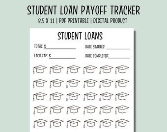 Tracker voor uitbetaling van studieleningen | PDF-afdrukbaar | Afdrukbare tracker voor schuldenaflossing