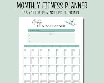 Planificador de fitness mensual PDF / Calendario de entrenamiento imprimible