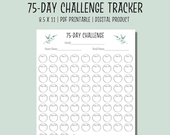 75-Day Challenge Tracker Printable | Habit Tracker | Goal Tracker | Fitness Tracker