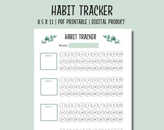Habit Tracker Printable PDF | Habit Log | Monthly Habit Tracking
