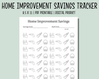 Home Improvement Savings Tracker Printable | House Savings PDF| Savings Challenge