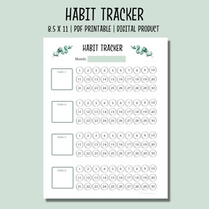 Habit Tracker Printable PDF | Habit Log | Monthly Habit Tracking