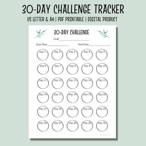 30 Day Challenge Tracker Printable | Printable Habit Tracker | PDF Printable | Digital Download