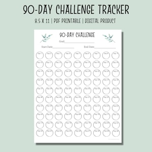 90 dagen uitdaging tracker afdrukbaar | PDF-gewoontetracker