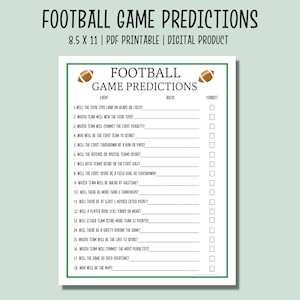 Super Bowl Predictions Game Printable Super Bowl Party Game Super Bowl ...