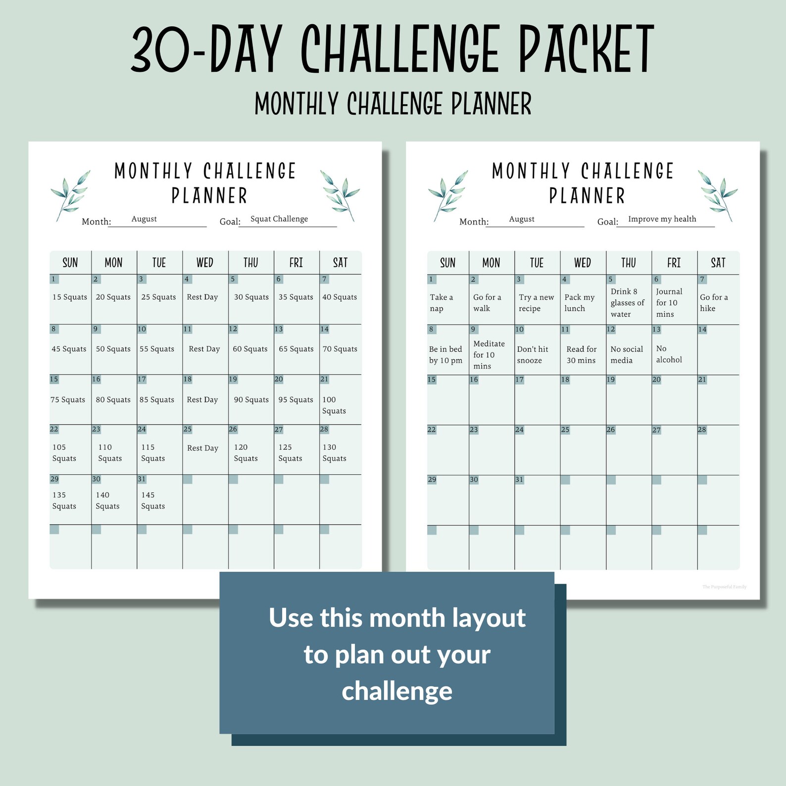 30 Day Challenge Tracker Printable Packet | PDF Habit Tracker | Goal ...
