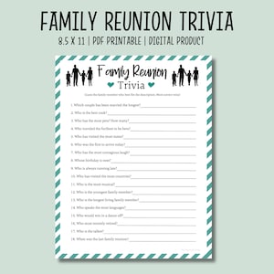 Family Reunion Trivia Game | Family Reunion Activity | Family Gathering Game | Summer Reunion Icebreaker | Who Knows the Family Best