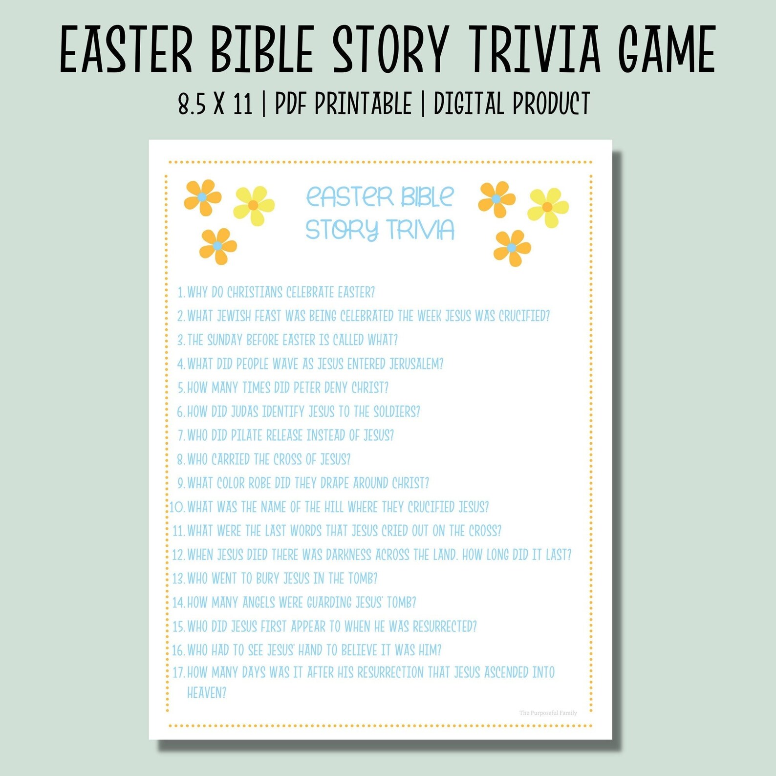Easter Bible Story Trivia Game Easter Printable Games Easter Activity