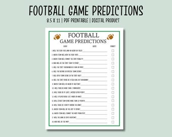Football Predictions Game | Printable Football Party Game | Football Instant Download Game | Football Betting