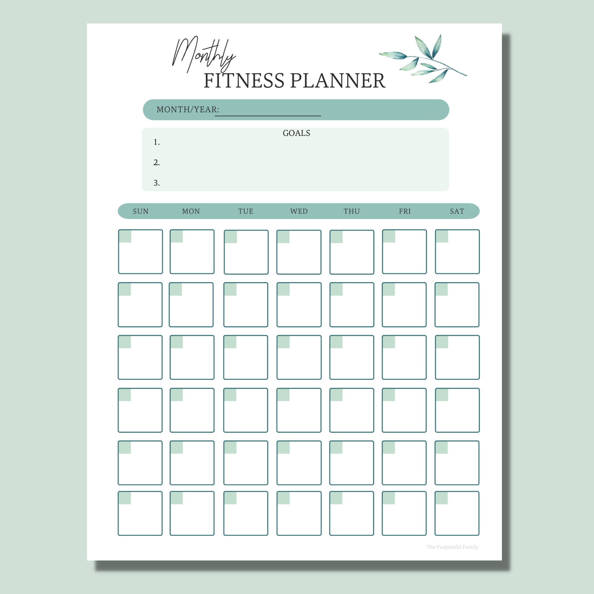 Monthly Fitness Planner PDF Printable Workout Calendar - Etsy