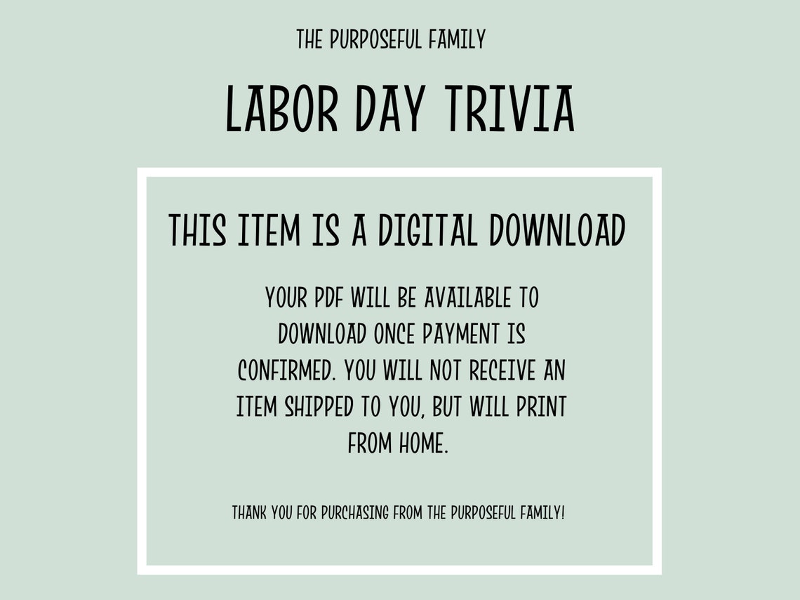 Labor Day Trivia Game | Labor Day Printable Party Games | Patriotic ...