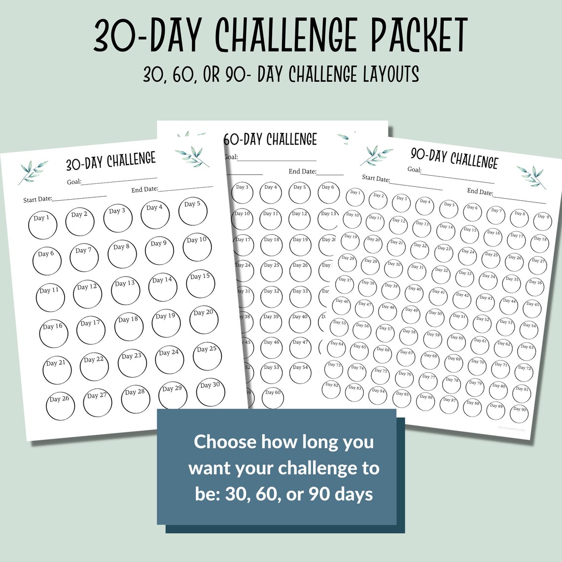 30 Day Challenge Tracker Printable Packet | PDF Habit Tracker | Goal ...