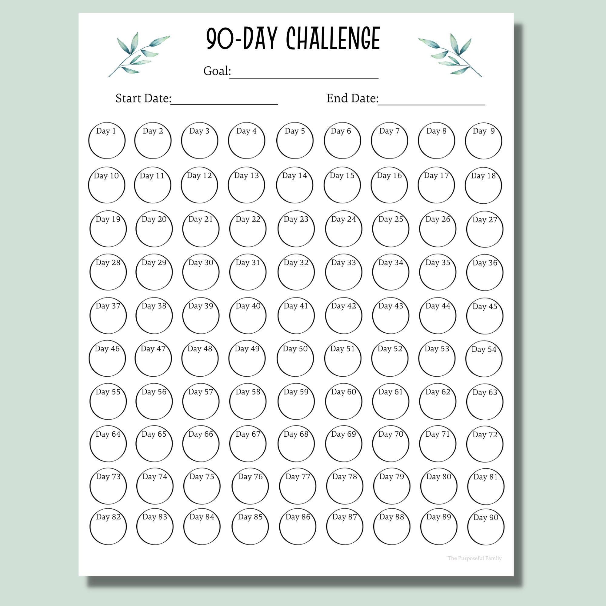 90 Day Challenge Tracker Printable PDF Habit Tracker Etsy