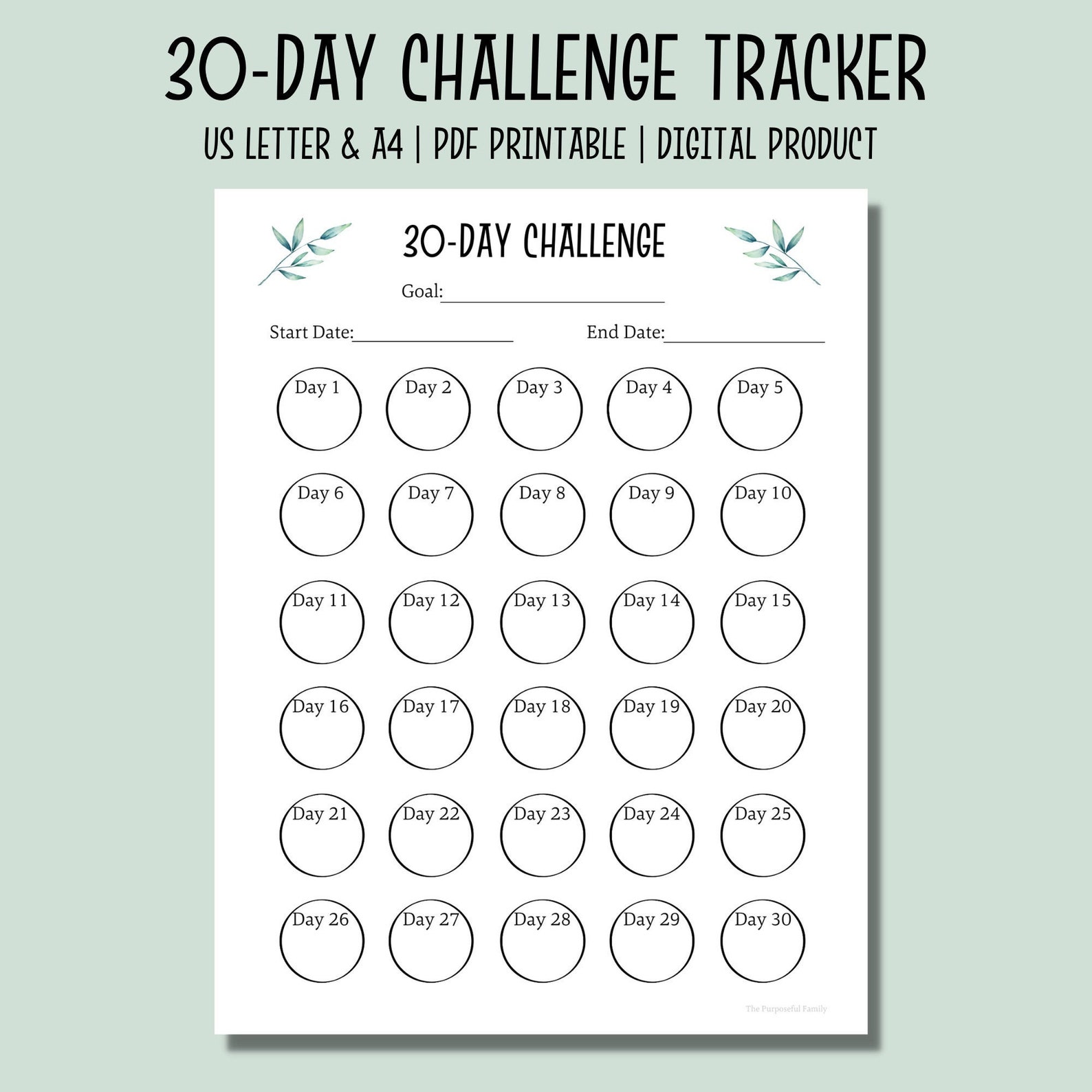 30 Day Challenge Tracker Printable | Printable Habit Tracker | PDF ...