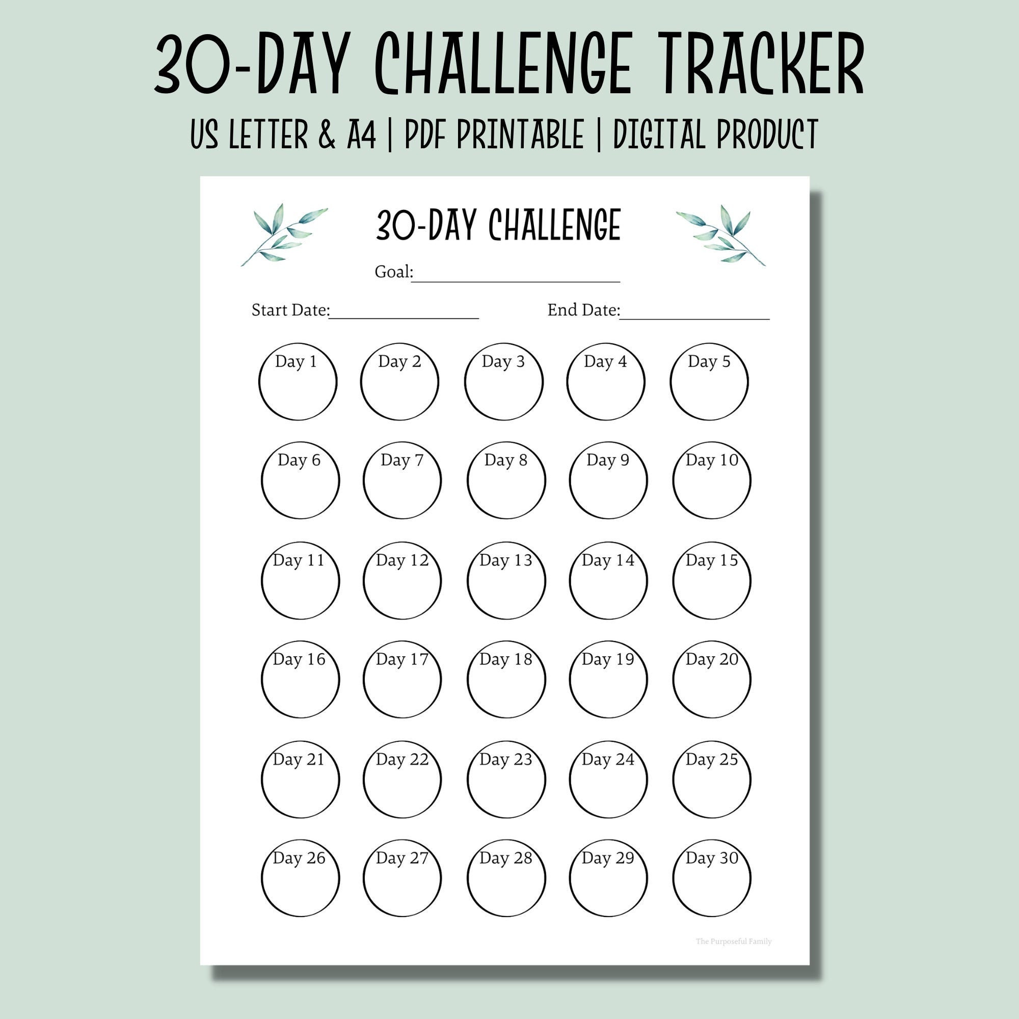 Day Challenge Tracker Printable Printable Habit Tracker Etsy Canada