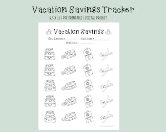 Vacation Fund Savings Tracker Printable | Vacation Savings Tracker | Savings Printable