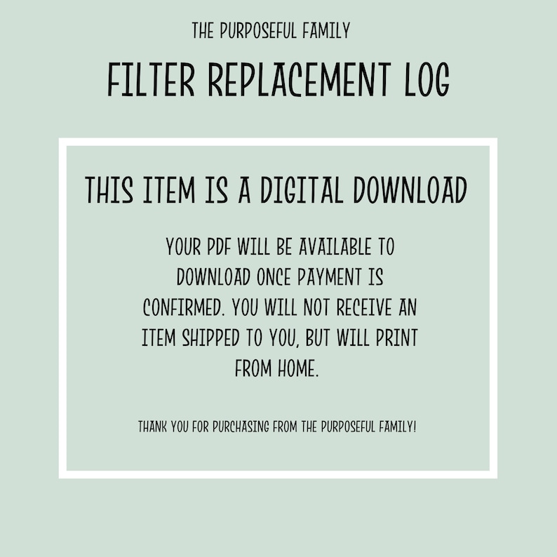 Filter Replacement Log Printable Air HVAC Pool Replacement Etsy