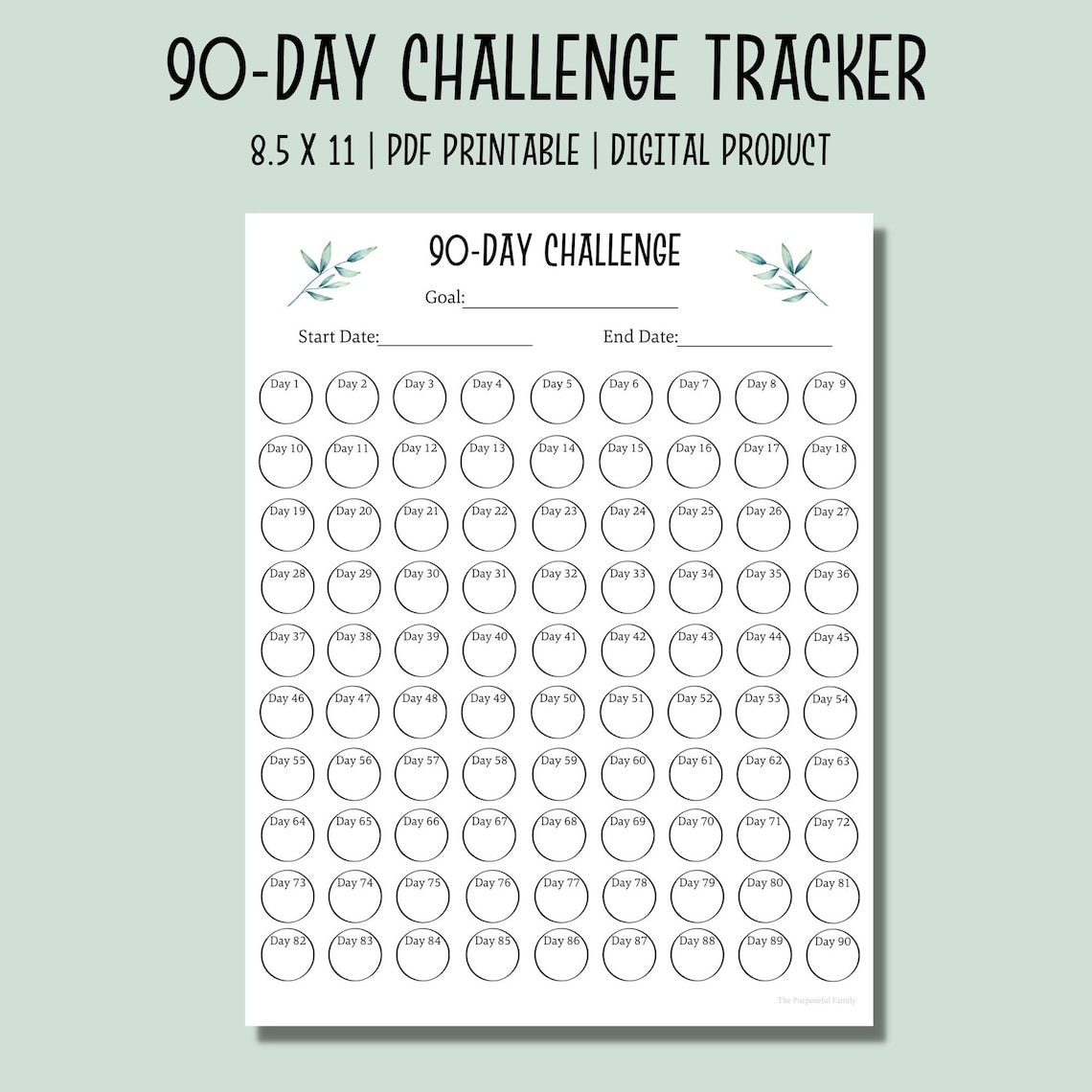 90 Day Challenge Tracker Printable | PDF Habit Tracker - Etsy Canada