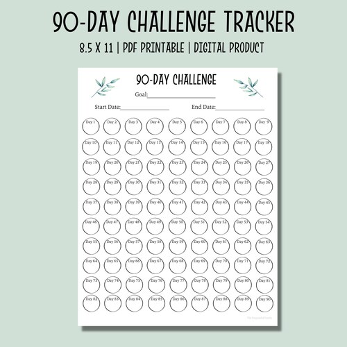 90 Day Challenge Tracker Printable PDF Habit Tracker - Etsy