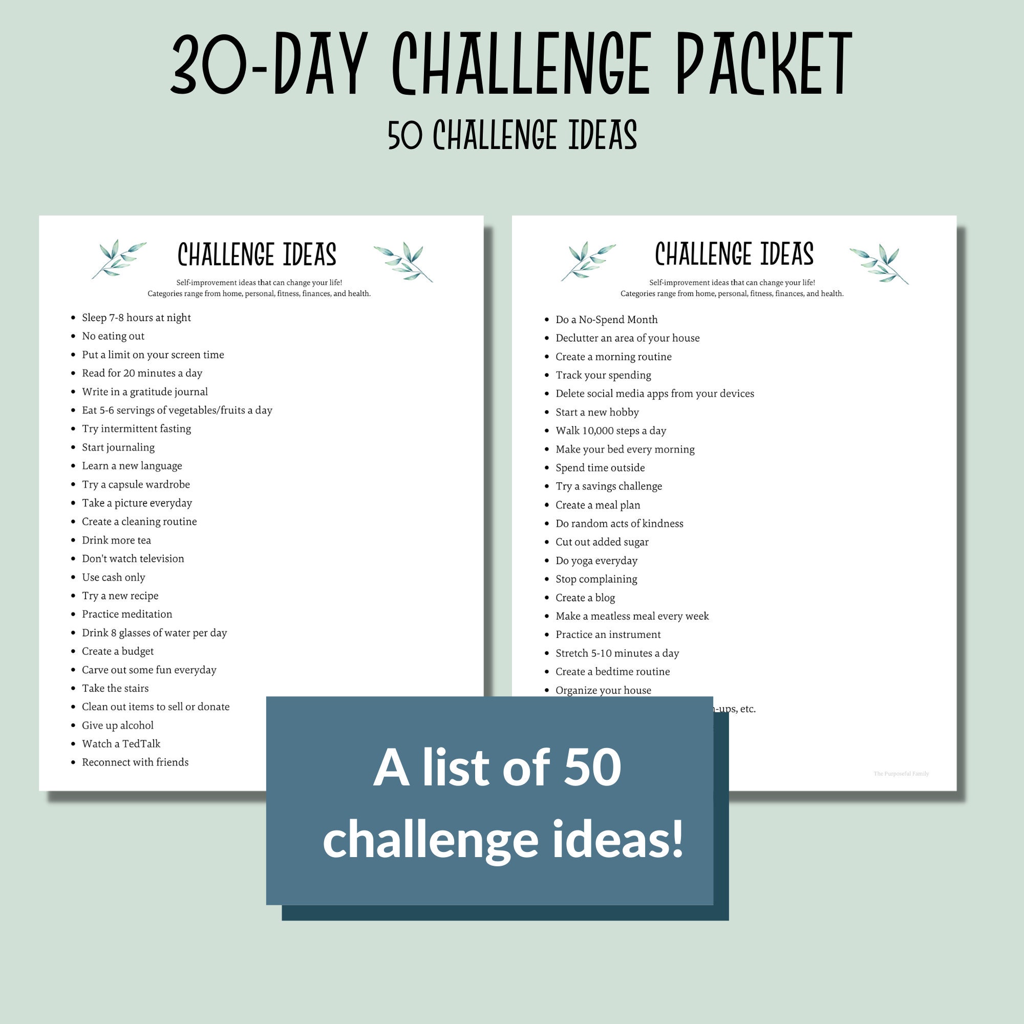 30 Day Challenge Tracker Printable Packet | PDF Habit Tracker | Goal ...